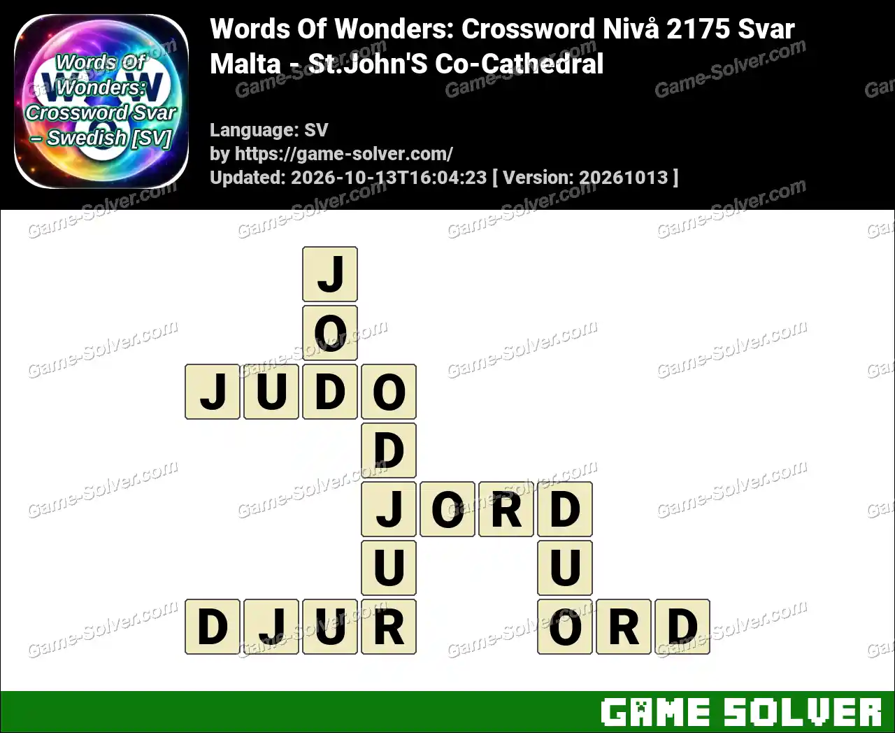 Words Of Wonders: Crossword Nivå 2175 Svar – Malta – St.John’S Co-Cathedral
